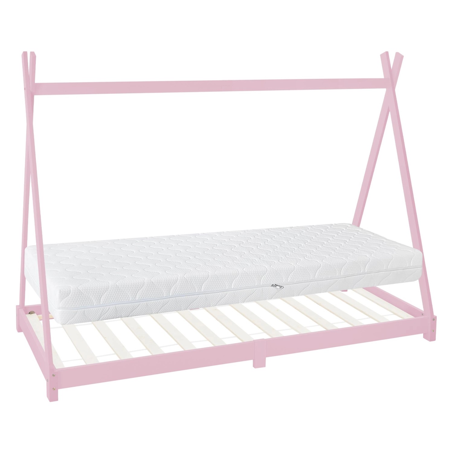 ML-Design Kinderbett Tipi 90x200 cm Rosa mit Matratze H16cm Lattenrost günstig online kaufen