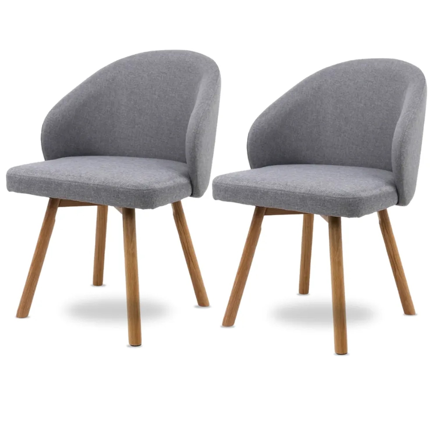 DELUKE Esszimmerstühle 2er Set ERIK Stoffbezug Eichenholz Beine Gepolsterte Sitzfläche Skandinavisch Minimalistisch Stühle Esszimmer Hellgrau_7