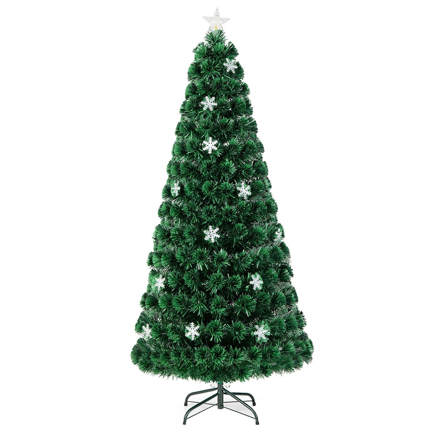 Costway Weihnachtsbaum & Glasfaser-Farbwechsler und Sternspitze 180cm