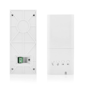 Smartwares Funkklingel mit Sprechanlage, bestehend aus Sender und Empfänger in Weiß.