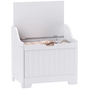 Weiße HOMCOM Truhe/Aufbewahrungsbox mit offenem Deckel, ideal zur Aufbewahrung und Ordnung im Haus.