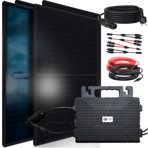 SUNNIVA Balkonkraftwerk 1840 W mit ASTRO-E 800 W Wechselrichter inkl.5m Kabel 4x 460 W Solarmodule Bifazial Fullblack Glas-Glas