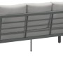 Rückansicht der 3-Sitzer Bank der Loungegruppe Moonbeam. Gartenmöbel mit anthrazitfarbenem Gestell und beigen Polstern.
