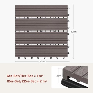 WOLTU WPC Terrassenfliese im Klicksystem, Holzoptik Coffee, 30x30 cm, 11 Stück für 1 m².