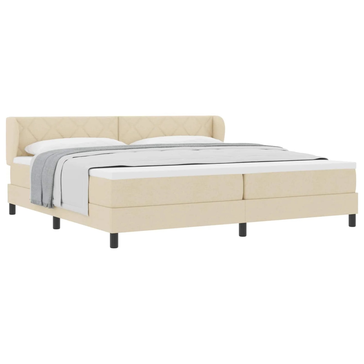 vidaXL Boxspringbett mit Matratze Creme 200 x 200 cm Stoff 3340113