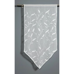 Bennetti Spitzenpanneaux Dolly-Voile mit Rankenstickerei in Natur, 60x120 cm. Transparenter Fenstervorhang.