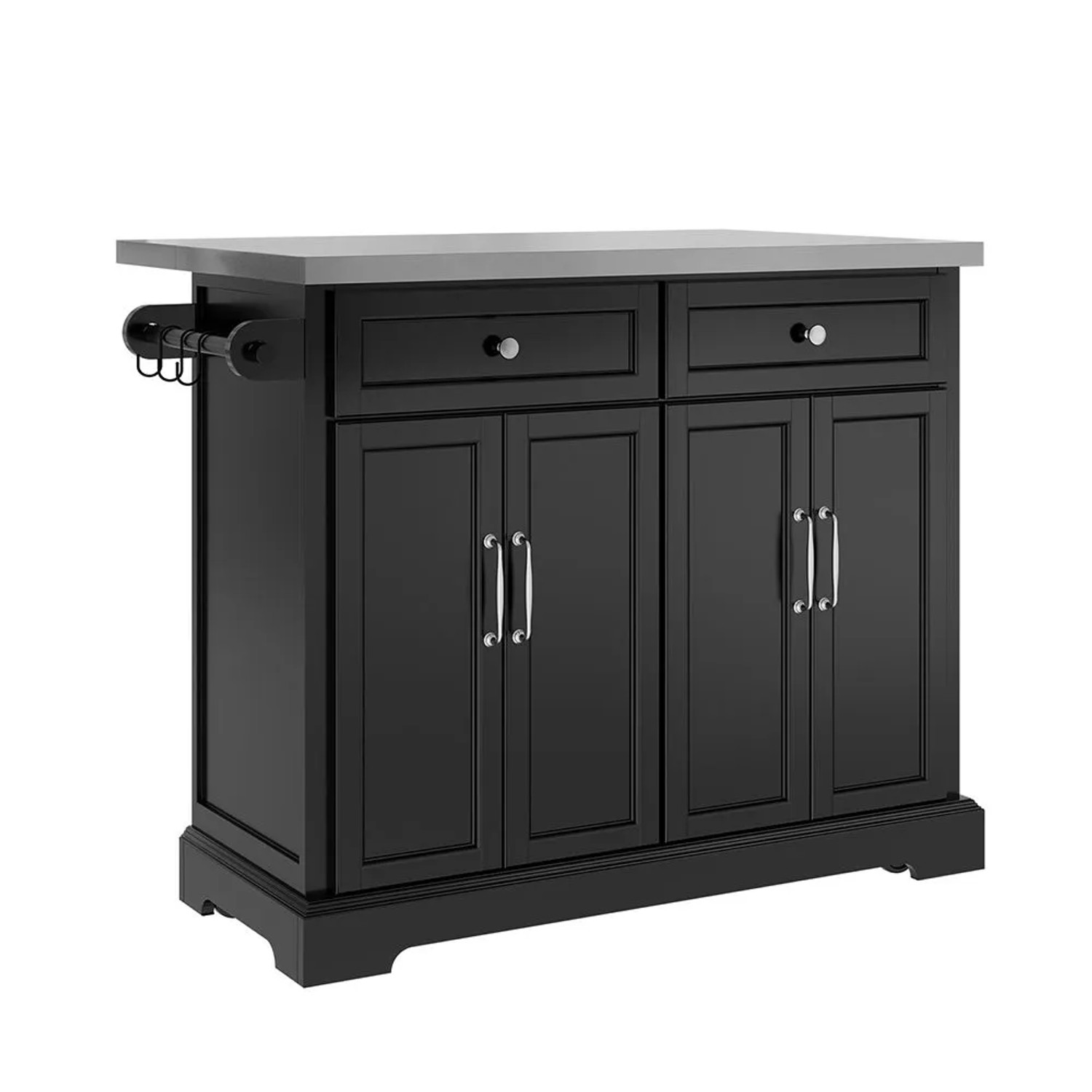 SoBuy Kücheninsel mit 2 Schubladen Schwarz 115x71x93 FKW71-III-SCH