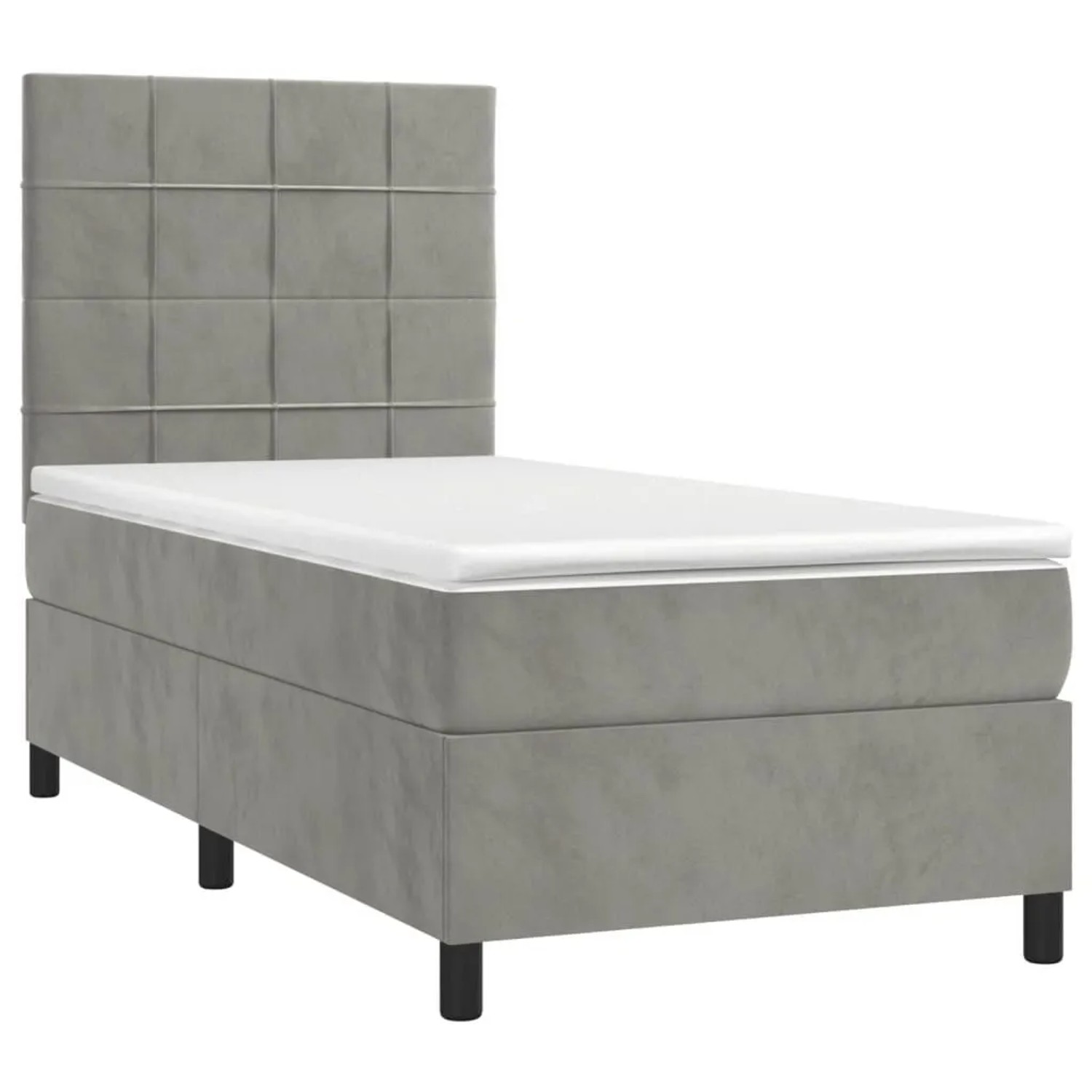 vidaXL Boxspringbett mit Matratze & LED Hellgrau 90x200 cm Samt 3136101 günstig online kaufen