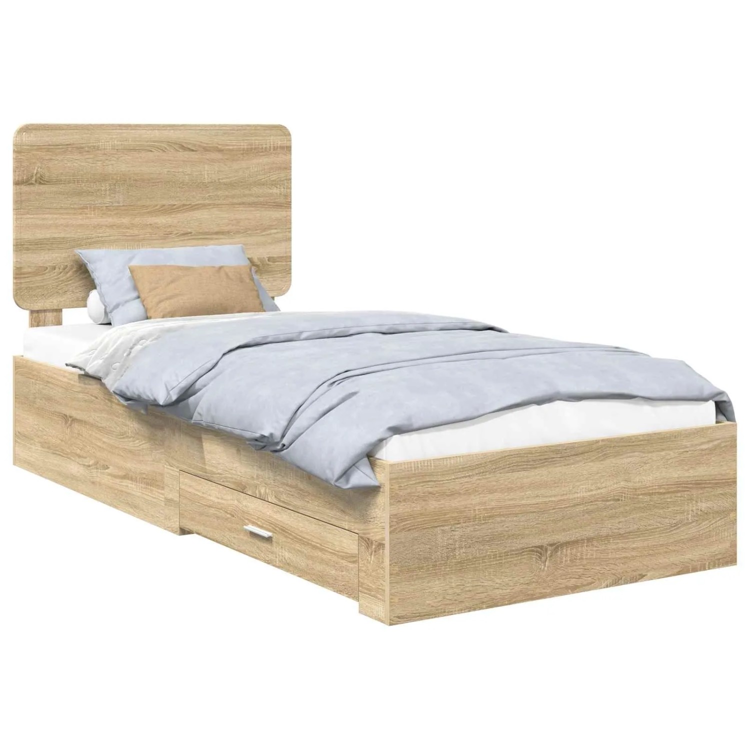 vidaXL Bettrahmen mit Kopfteil Sonoma-Eiche 90 x 190 cm Holzwerkstoff 3412839