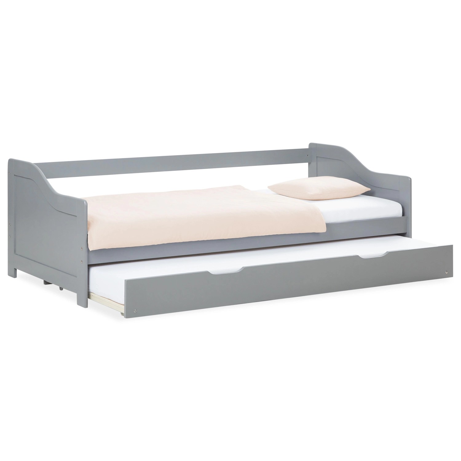 Homestyle4u Ausziehbett 90 x 200 cm Grau 2506