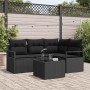 Schwarzes 5-teiliges Garten-Sofa-Set aus Poly Rattan mit Tisch für Terrasse und Garten.