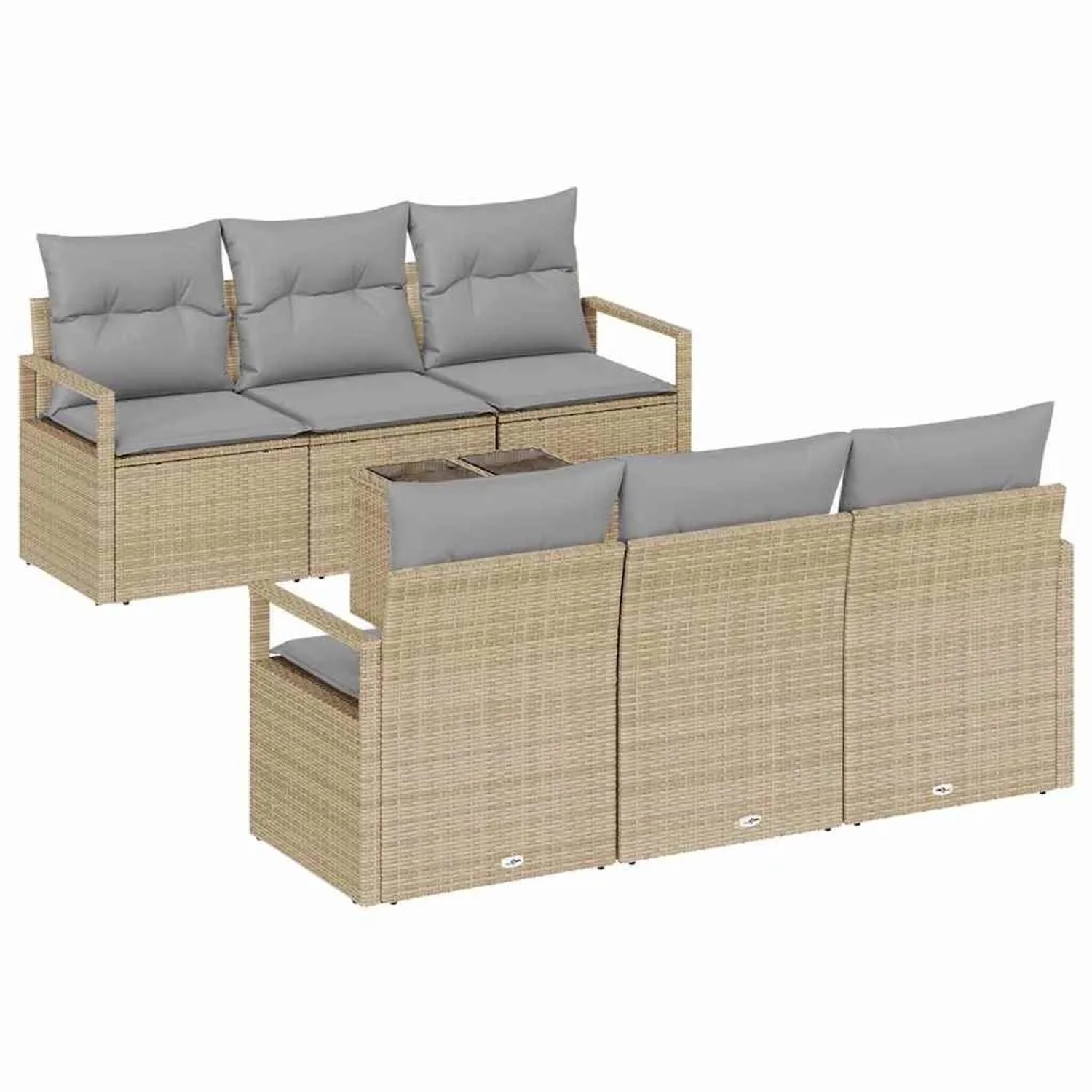 vidaXL Sofa Set 7-Tlg Beige und Grau Poly-Rattan 3346270 günstig online kaufen
