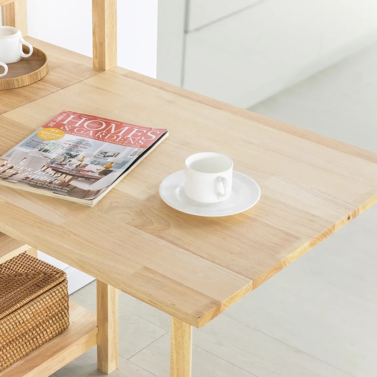 SoBuy Esstisch mit Regalen Klapptisch Schreibtisch 98x126x60cm Natur FWT70-N_6