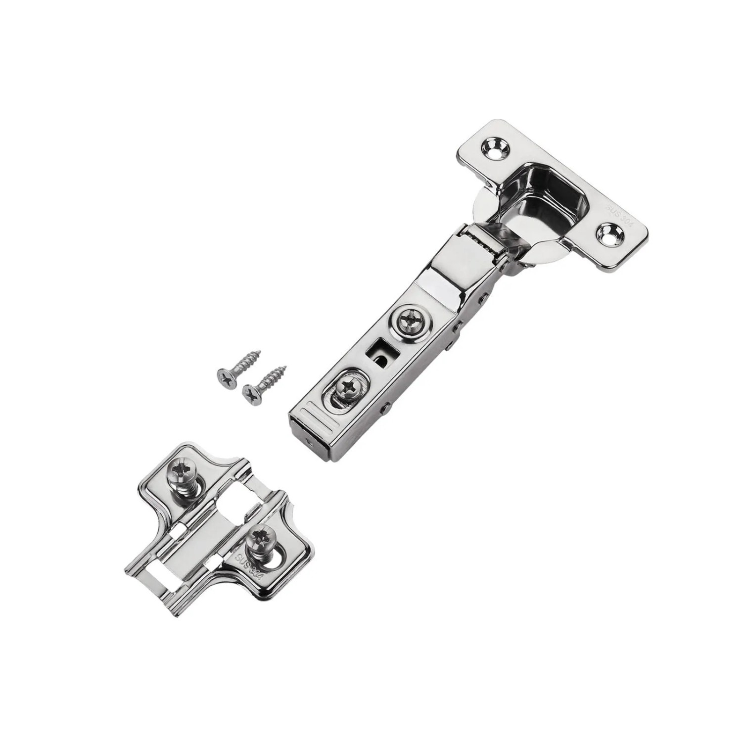 SOTECH Topfband Mittelanschlag Gedämpft T45 Softclose 100 Grad Klickmontage Edelstahl SS304 SS201 inkl. Kreuzmontageplatte und Schrauben