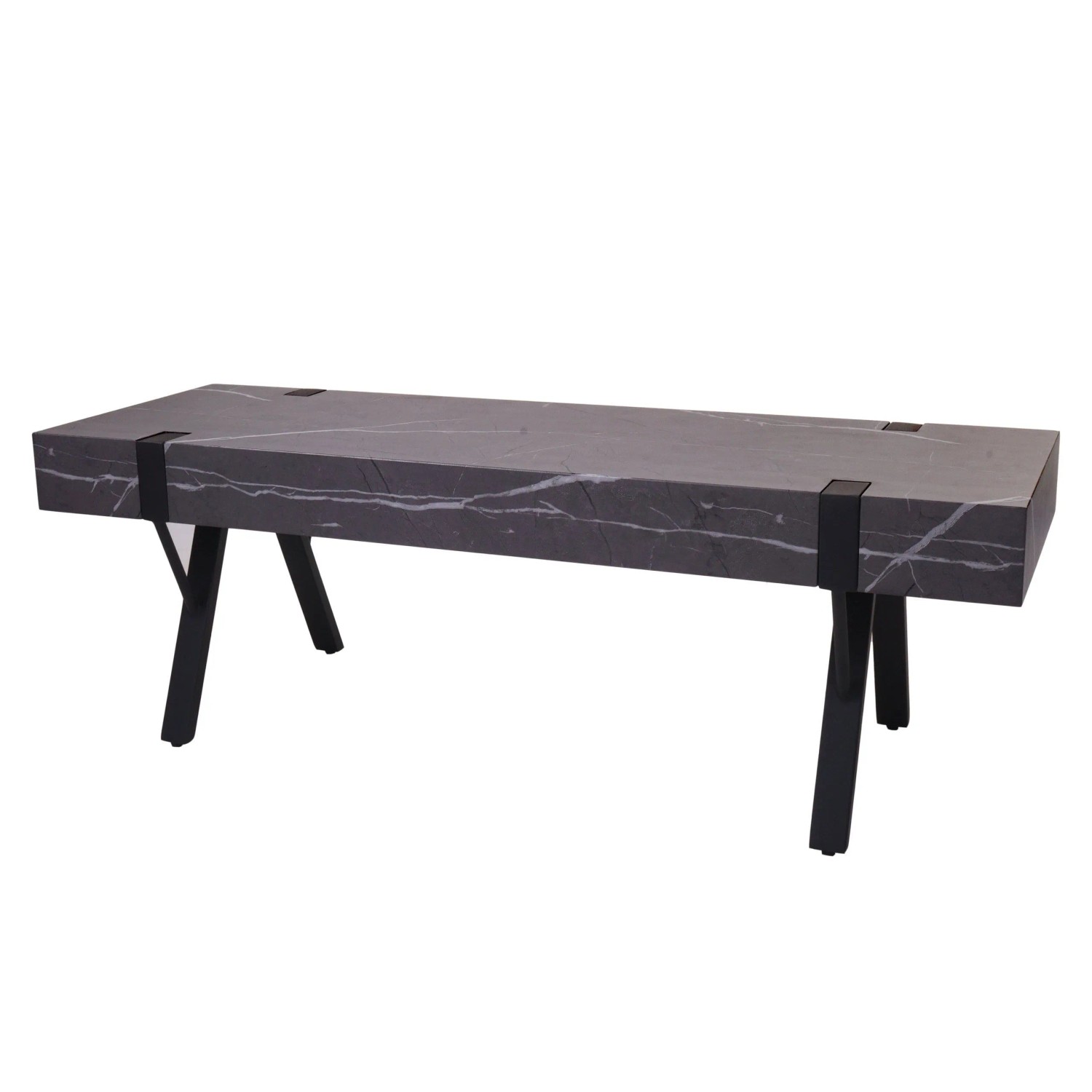 MCW TV-Rack L54 Metall 42x120x40cm Marmor-Optik Grau