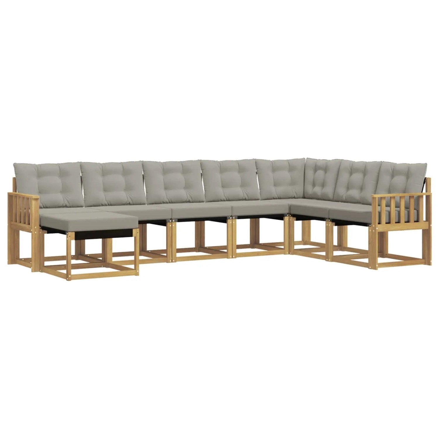 vidaXL Outdoor-Sofagarnitur mit Kissen 8-Tlg Weiß und Hellgrau 3389761