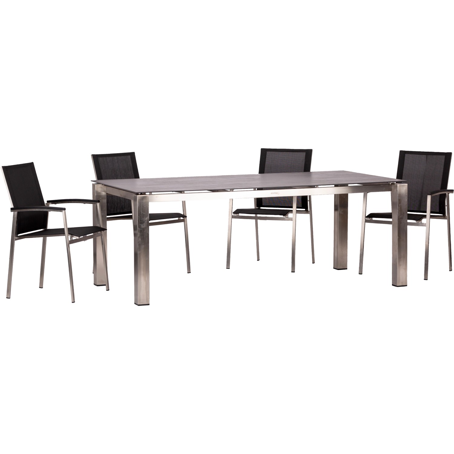 Acamp Set 4x Stapelsessel Auris Tisch Auris 200x100 cm Edelstahl-Metalica D günstig online kaufen