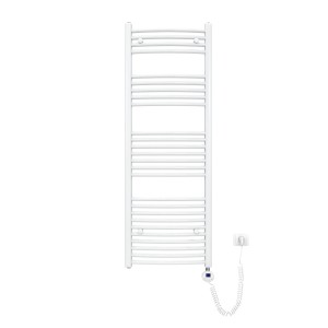 Emke Elektrischer Badheizkörper Gebogen mit Thermostat Handtuchtrockner mit Heizstab 140x50cm 600W Weiß