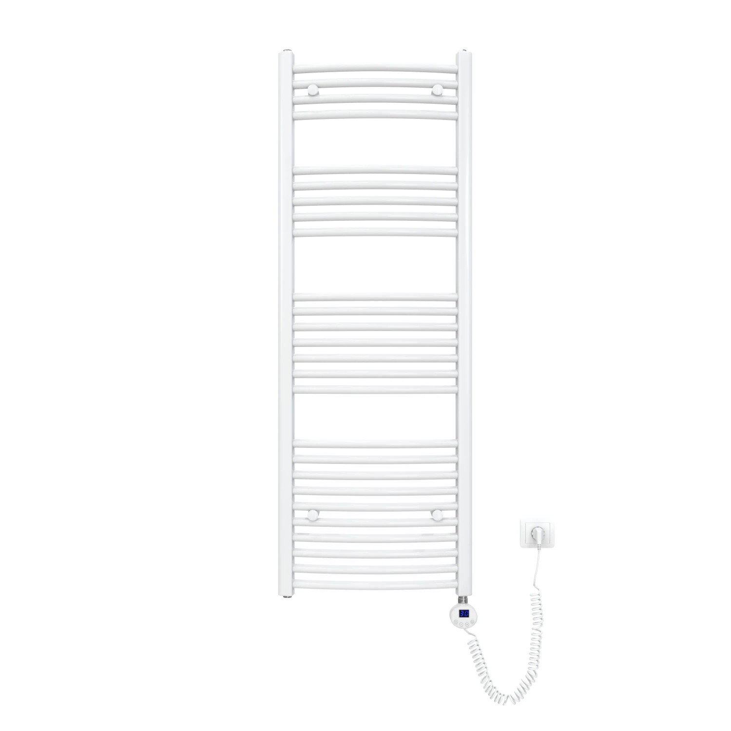 Emke Elektrischer Badheizkörper Gebogen mit Thermostat Handtuchtrockner mit Heizstab 140x50cm 600W Weiß