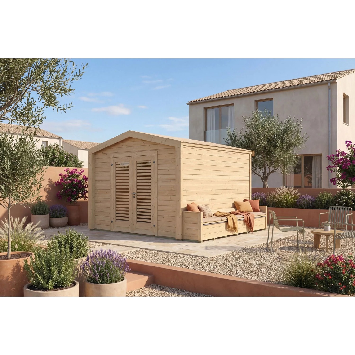Weka Holz-Gartenhaus Killarney Satteldach Natur Unbehandelt 357 cm x 313 cm