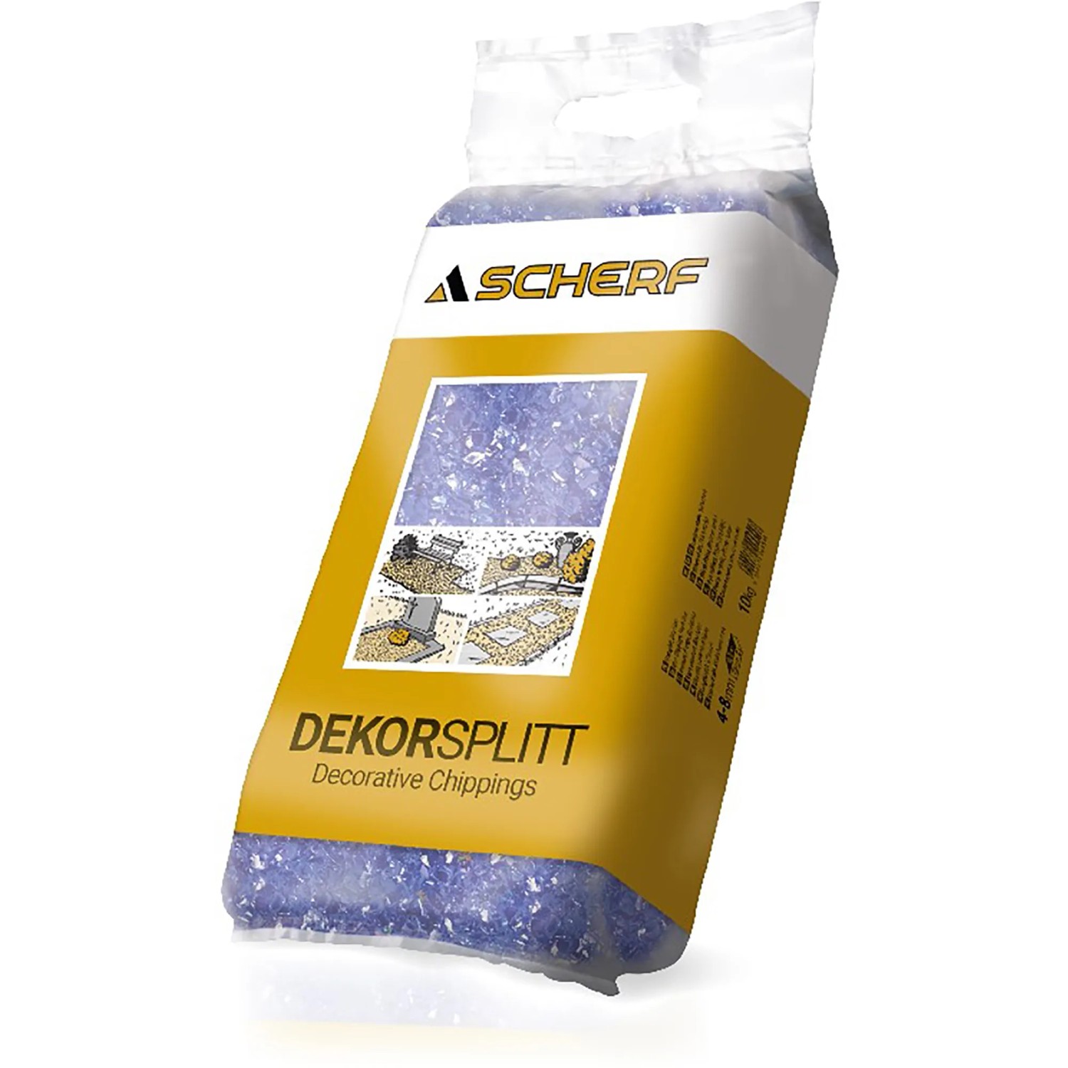 Sack Glassplitt Blitz-Blau, 4-8 mm, 10 kg. Zierkies für Garten, Wege und Aquarien.
