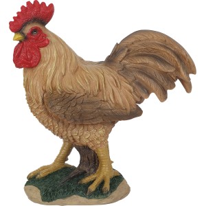 Brauner Dekohahn aus Polyresin, 19x8x21 cm, für die Gartendekoration.