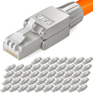 hb-digital Netzwerkstecker CAT7, schmal, RJ45, LSA, STP, Zinklegierung, 48 Stück.