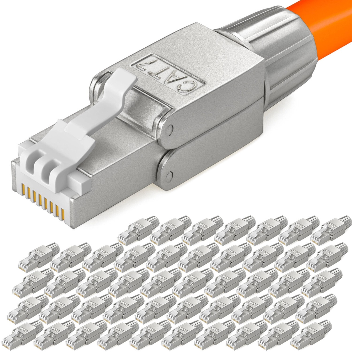 hb-digital 48x Netzwerkstecker CAT7 schmal RJ45 LSA STP Zinklegierung