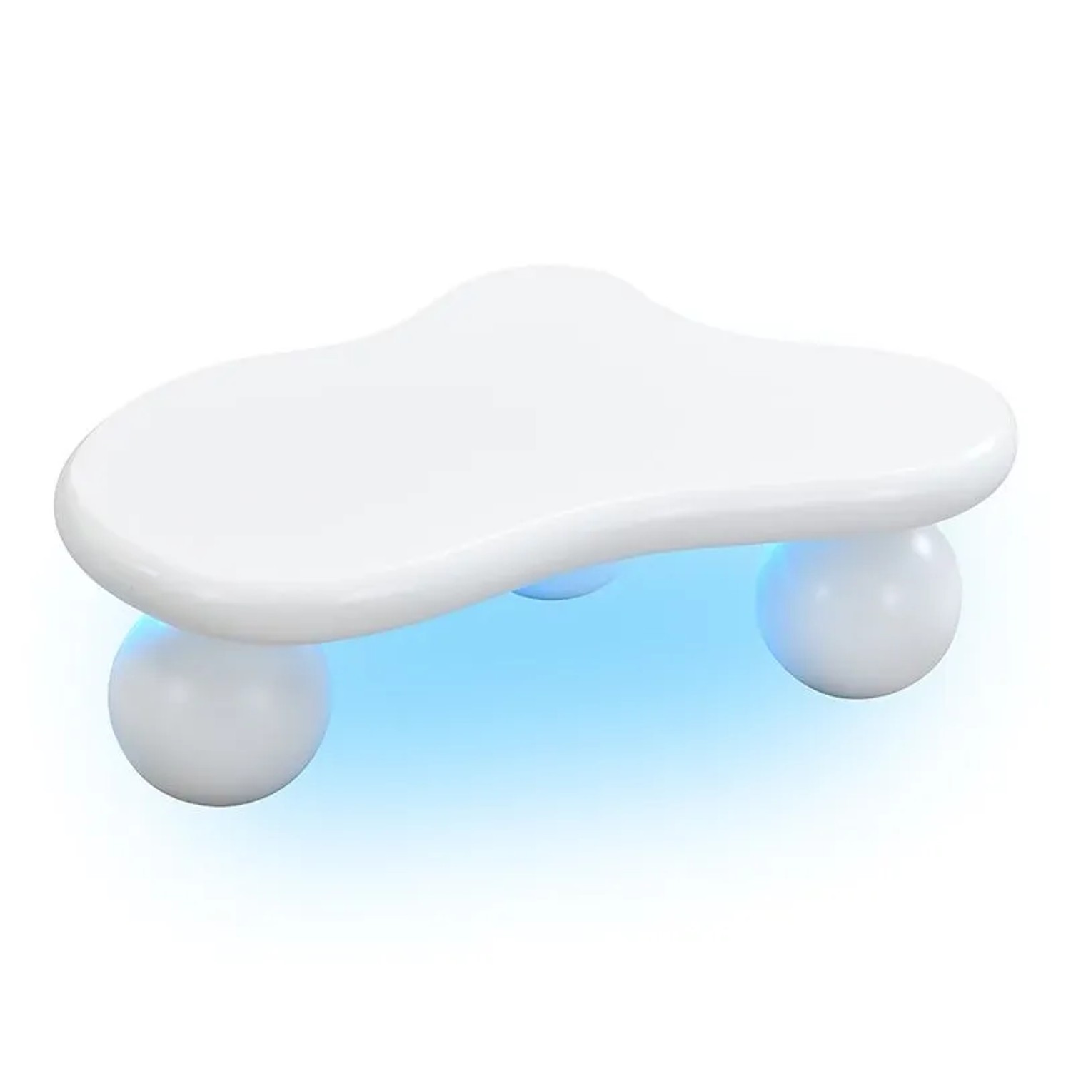 okwish Couchtisch Cloud Style mit LED-Beleuchtung Rundbein-Design Weiß