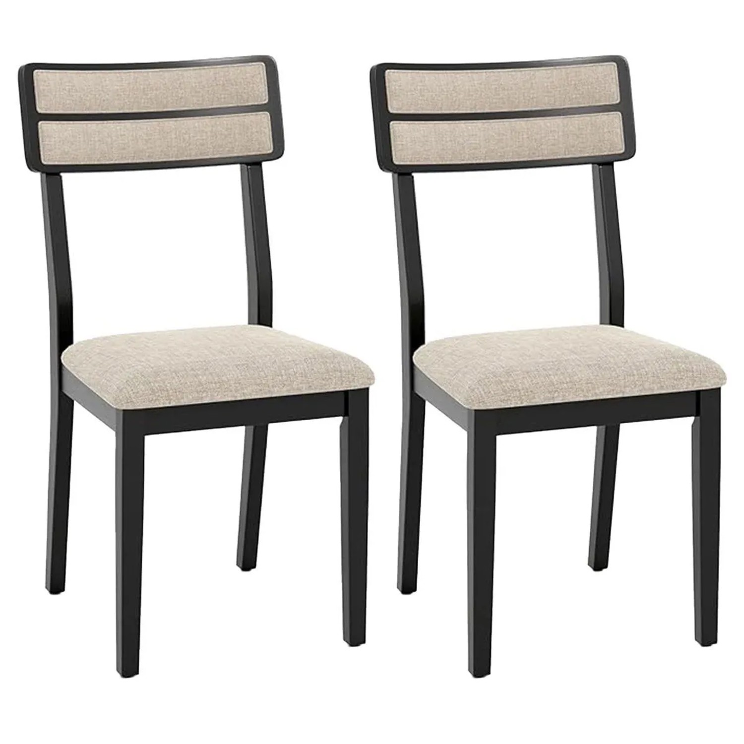 Costway Esszimmerstühle 2er Set mit Hoher Rückenlehne Beige & Schwarz günstig online kaufen