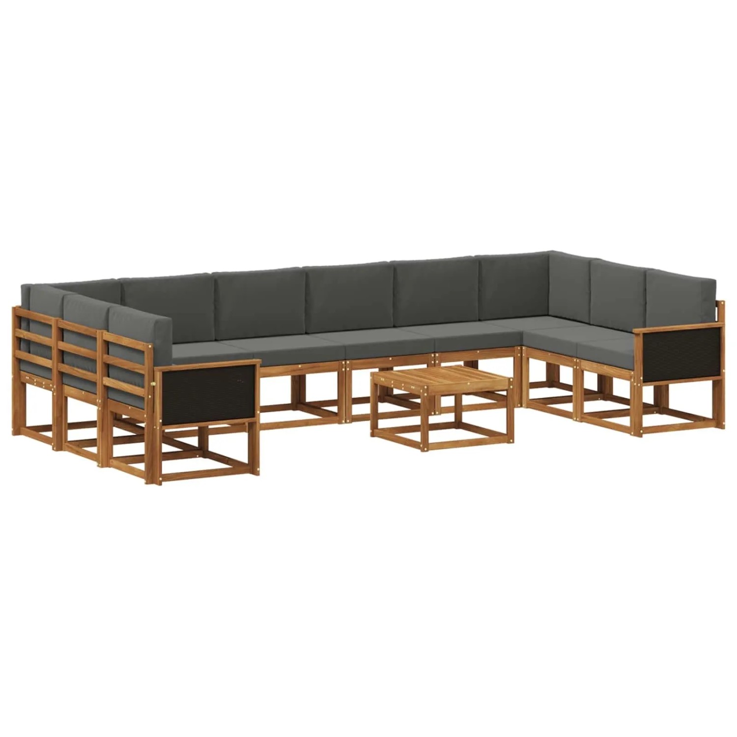 vidaXL Outdoor-Sofagarnitur mit Kissen 11 Stk Natur und Anthrazit 3385583