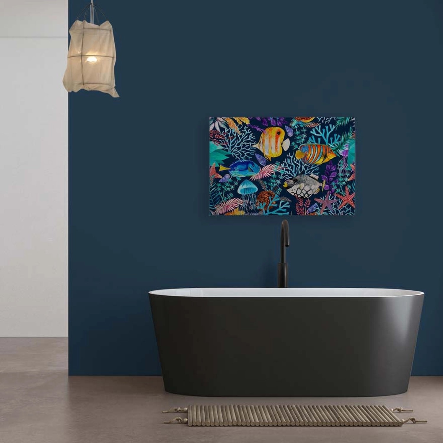 Bricoflor Buntes Bild Unterwasserwelt Für Kinderzimmer Und Badezimmer Leinwandbild Mit Fischen Und Korallen In 90 X 60 C