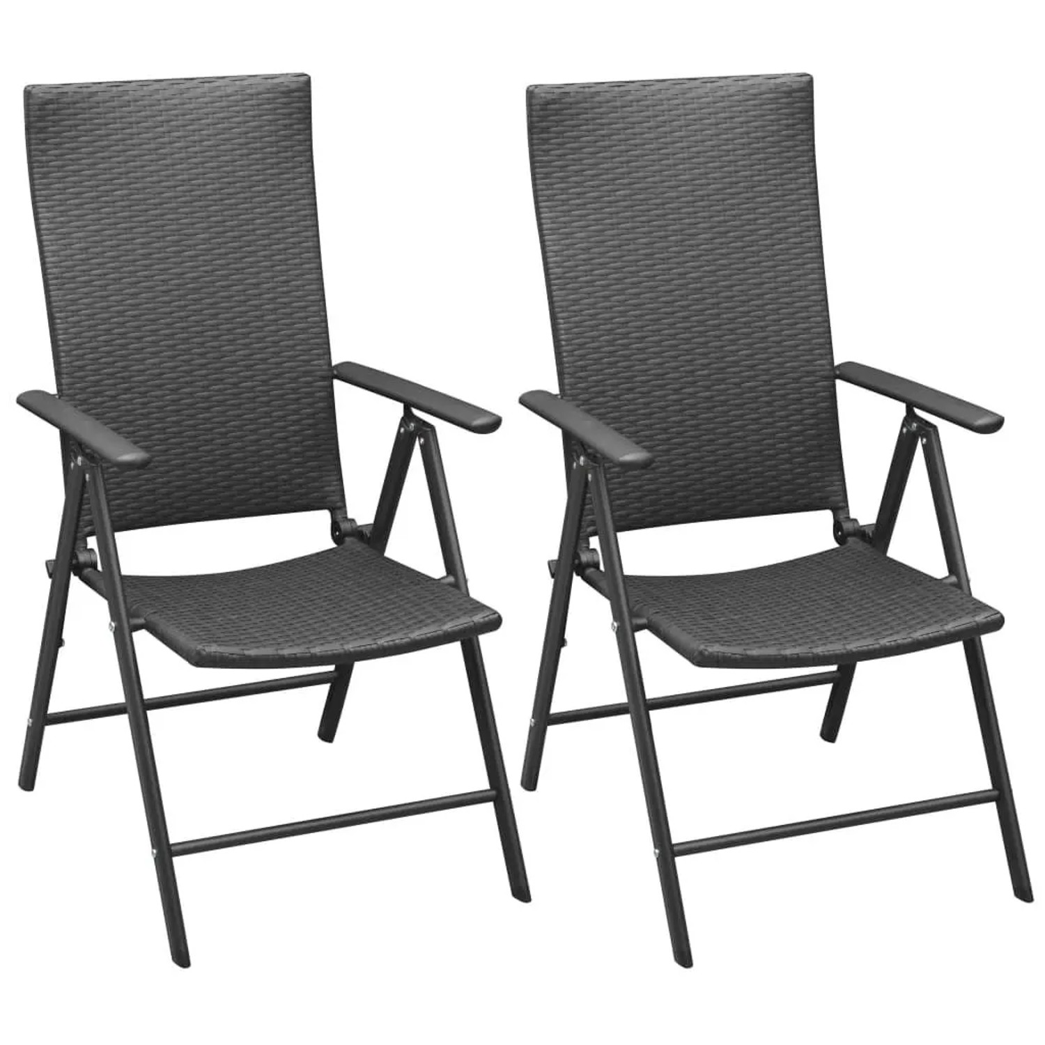 Furnicato Stapelbare Gartenstühle 2er Set Aus Pe-rattan Mit Aluminiumrahmen 55x64x105 Cm Schwarz