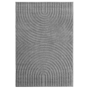 Moderner, silberner Kurzflorteppich Ayyildiz Art 1122, 60x110 cm mit 3D-Relief.