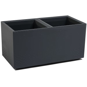 Anthrazitfarbener Ondis24 Pflanzkübel Caro 80 mit Rollen, aus recyceltem Material.