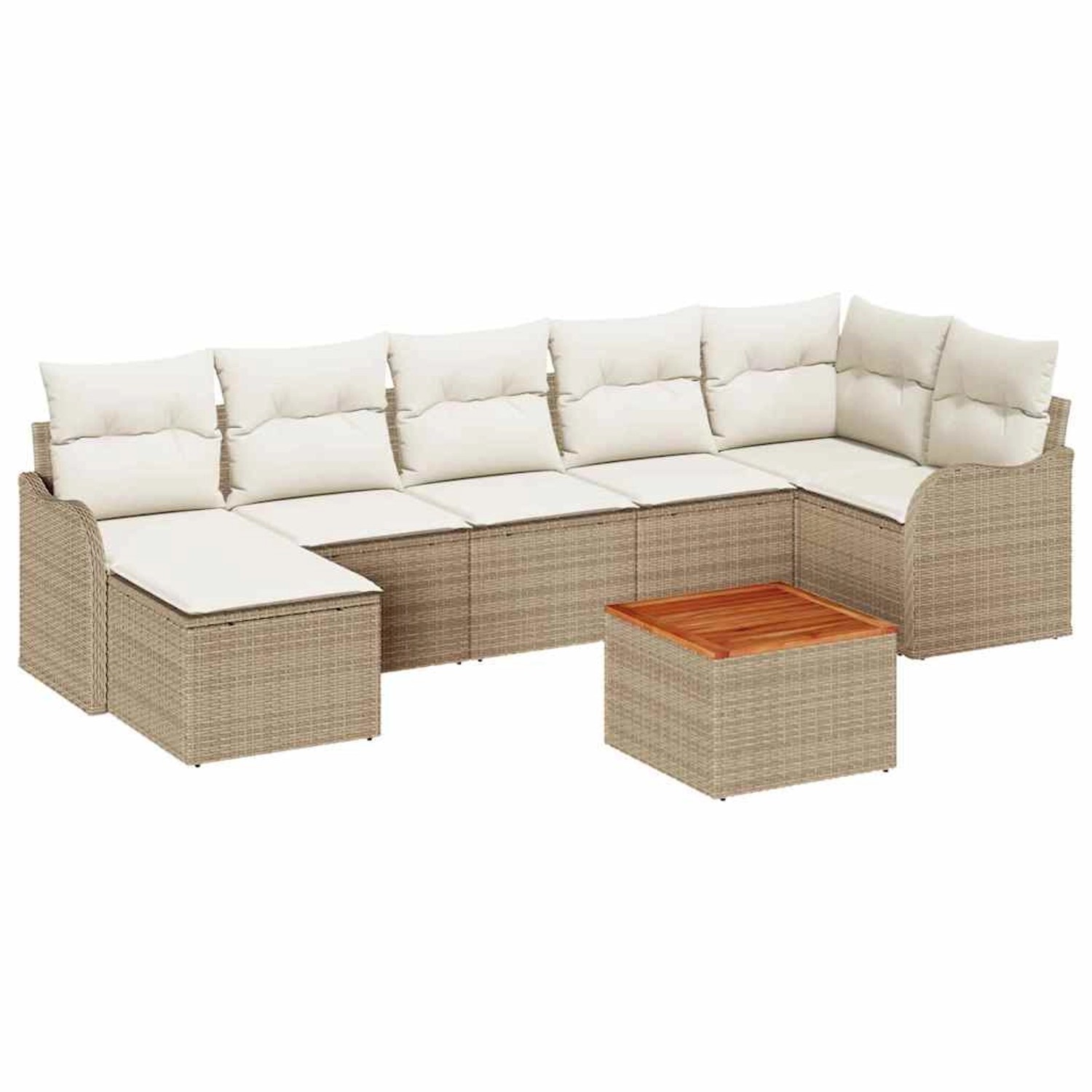vidaXL Garten-Sofa-Set 8-Tlg Beige Poly Rattan 3347484 günstig online kaufen