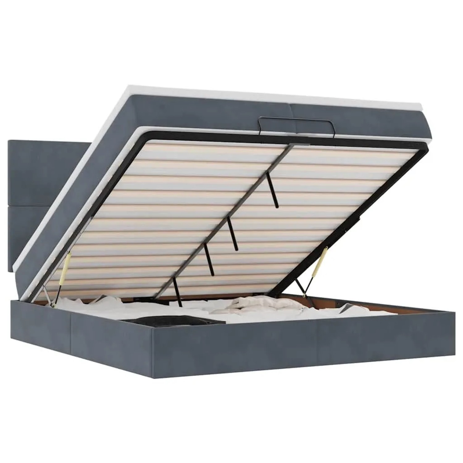 vidaXL Ottoman-Bett mit Matratzen Dunkelgrau 200x200 cm Samt 3313422