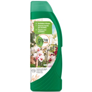Grüne Flasche GROW by OBI Orchideen-Dünger, 500ml, für kräftige Blüten.