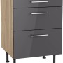 Optifit Unterschrank Jonte984, 60 cm, Anthrazit/Wildeiche, mit 3 Auszügen und Edelstahlgriffen.