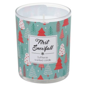 Steinhart Glas mit Wichtel-Banderole, 7,9x6,5 cm, weiß, für Stumpen- & Stabkerzen.