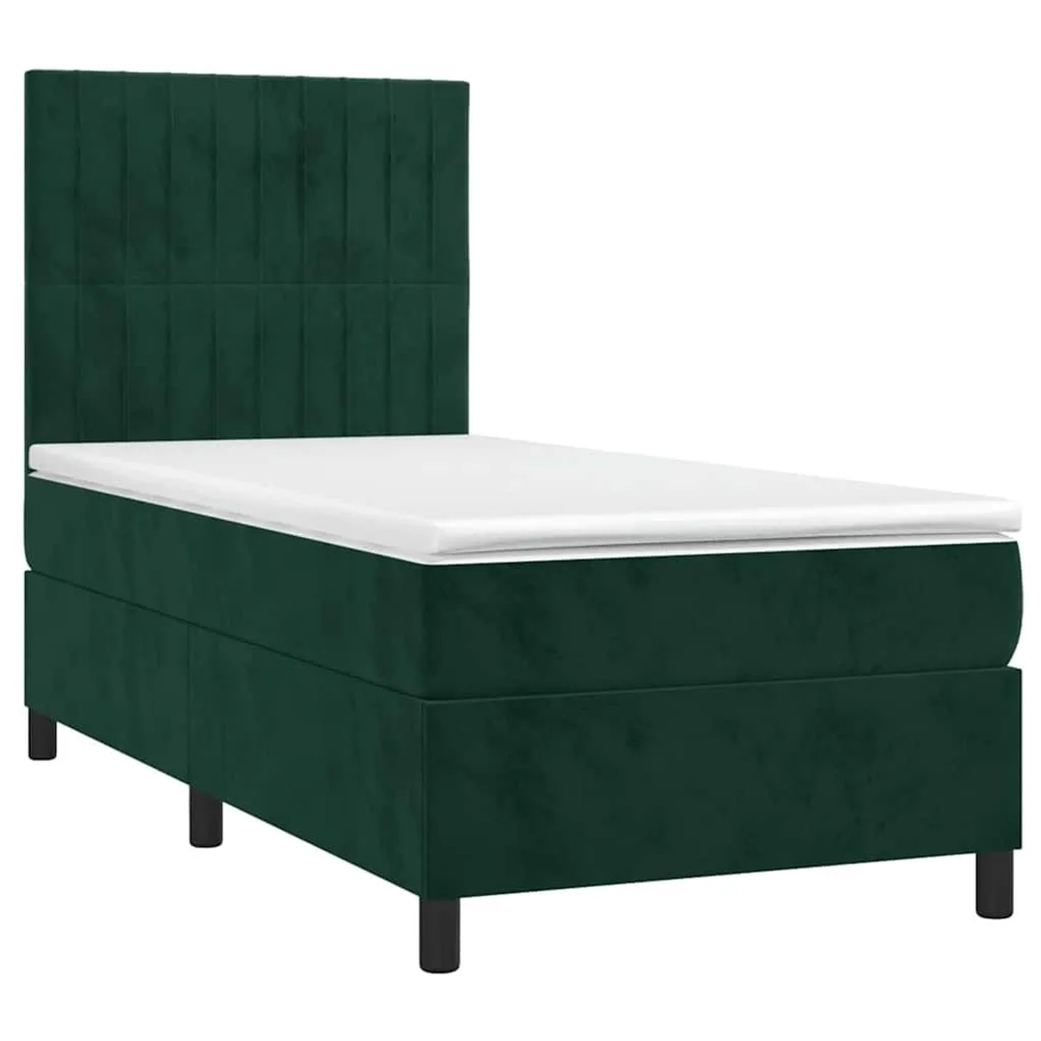 vidaXL Boxspringbett mit Matratze & LED Dunkelgrün 90x190 cm Samt 3136218 günstig online kaufen