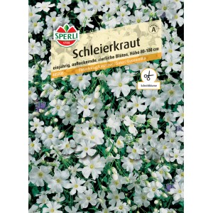 Samenpackung Sperli Schleierkraut mit weißen Blüten für Beet und Vase.