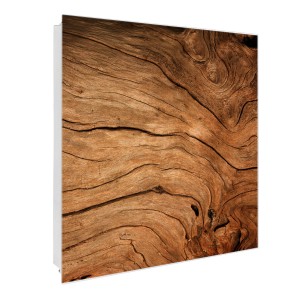 Weißer Banjado Schlüsselkasten mit Glasfront, Holz-Motiv, 50 Haken, beschreibbar und magnetisch.