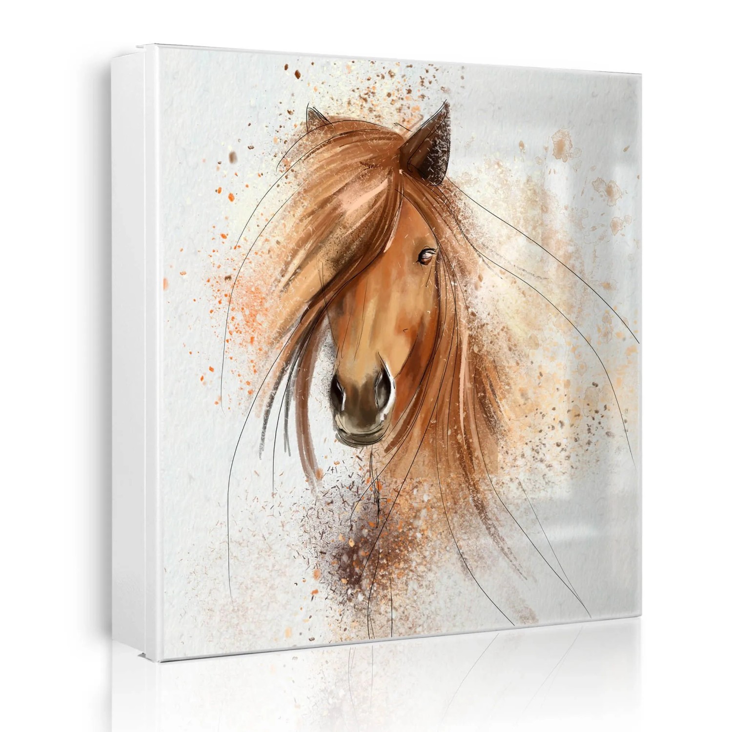 Banjado Großer Schlüsselkasten Metall 30x30cm Weiß Scharnier Links 50 Haken Beschreibbar Magnetisch Motiv Magic Horse