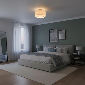 Relaxdays Deckenlampe Leinen Eisen Beige Bronze 24 cm x 35 cm 0,9 kg