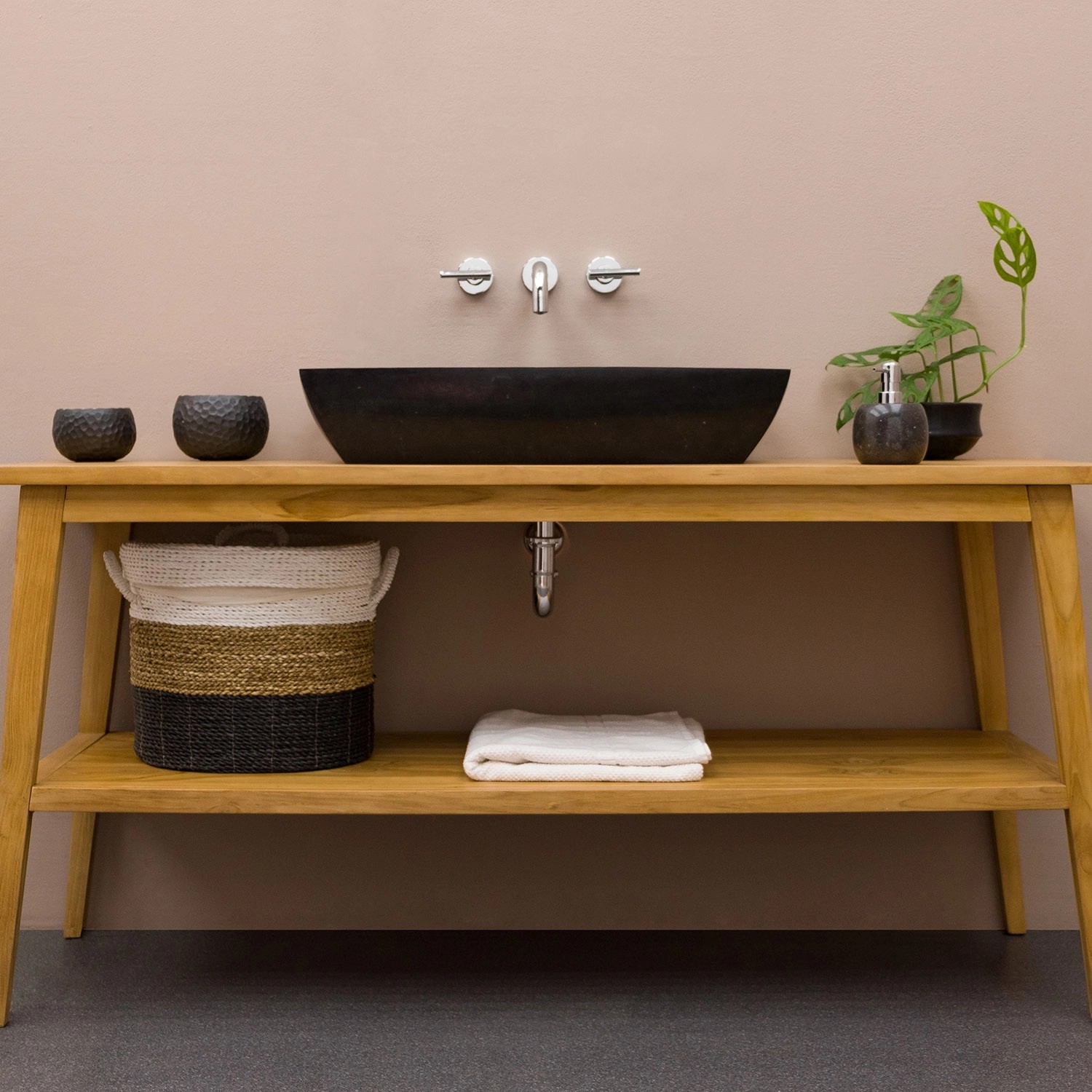 Wohnfreuden Andesit Waschbecken Mara 70 cm Schwarz_4