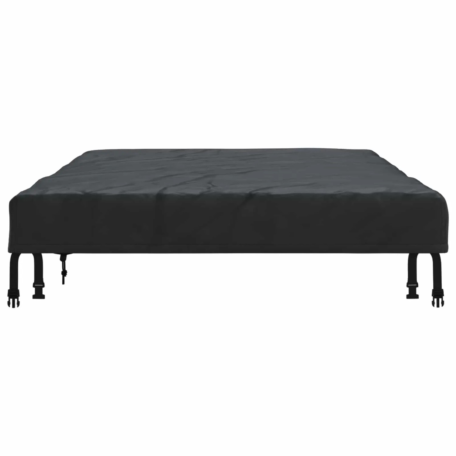 Schwarze rechteckige Tischdecke aus wasserfestem Stoff mit Befestigungsgurten. Ideal für Innen- & Außenbereich.