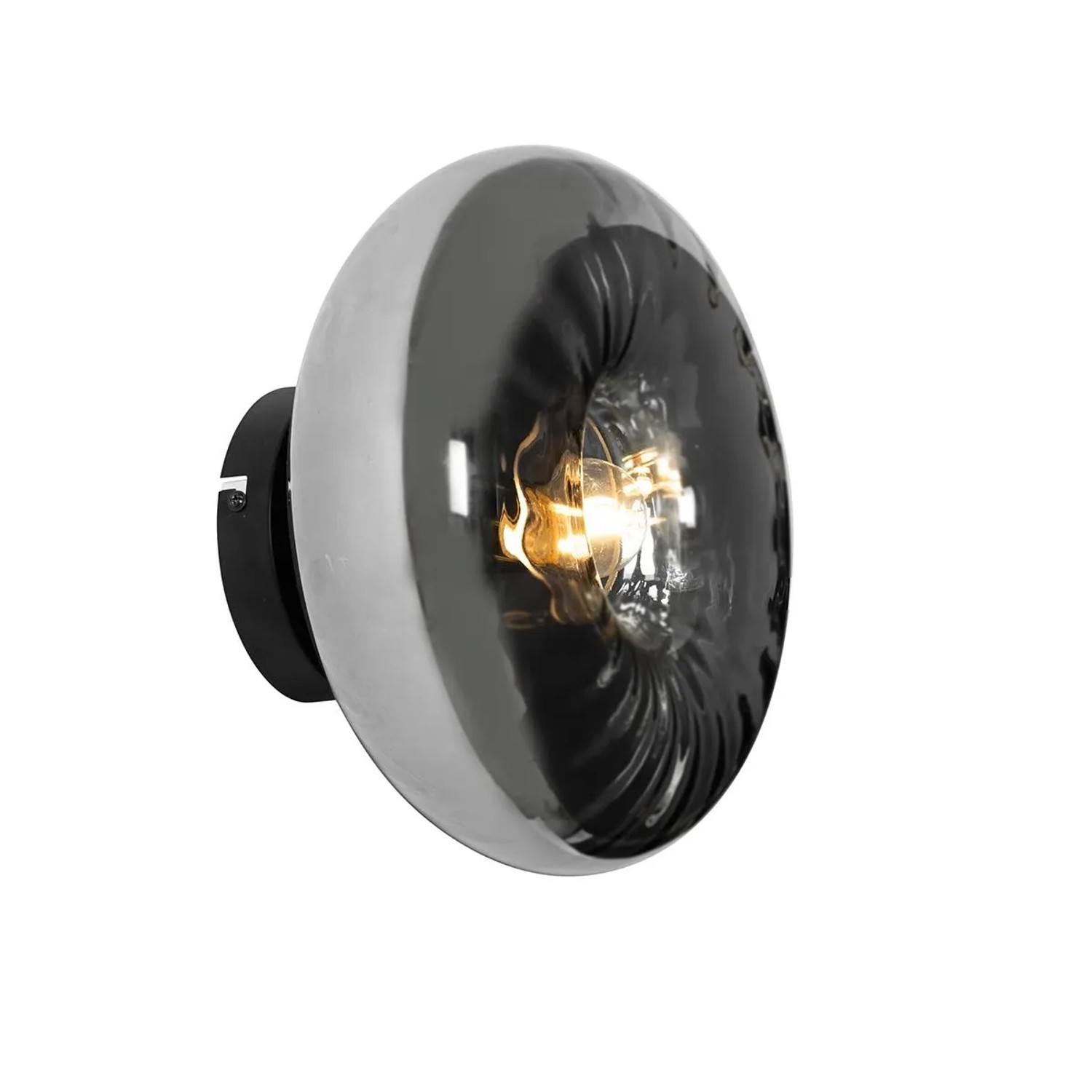 QAZQA Art Deco Wandleuchte Schwarz mit Rauchglas Ayesha