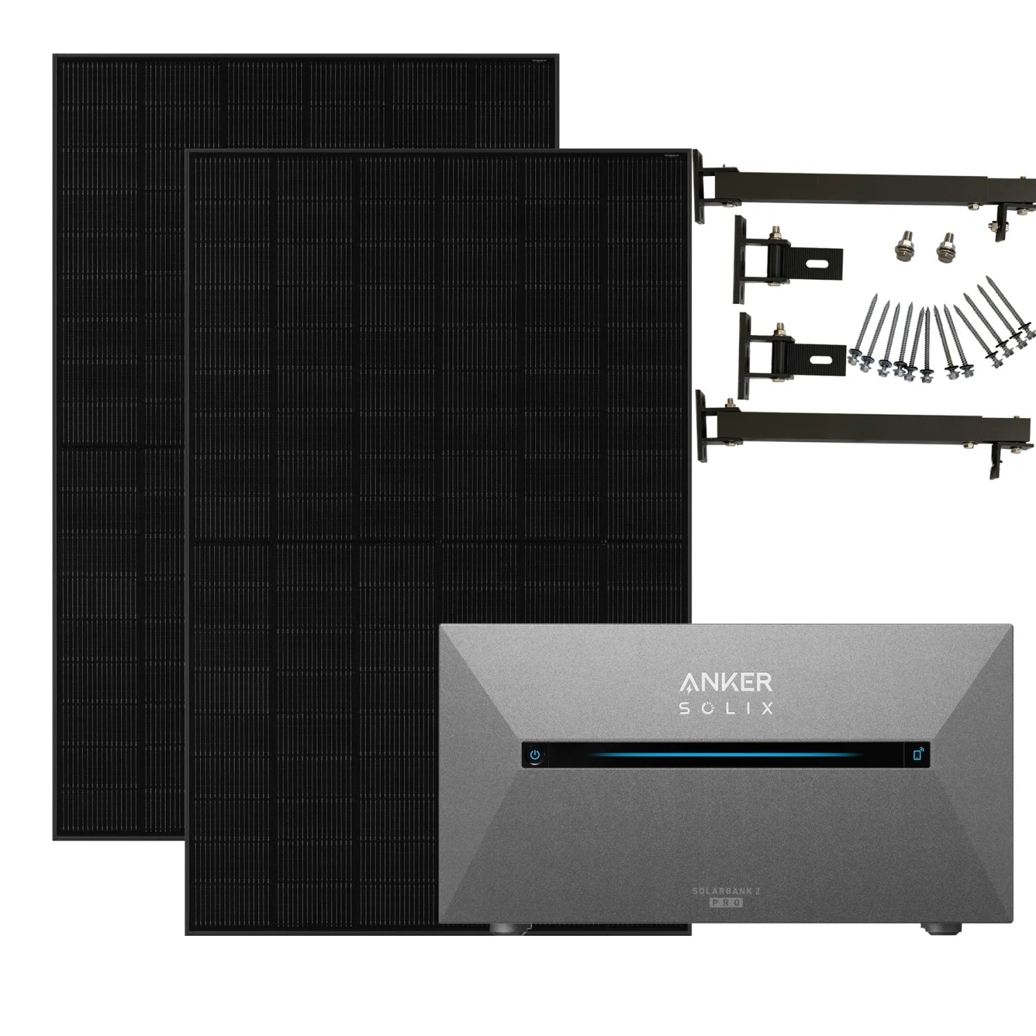 ANKER SOLIX 2 Pro 910W Balkonkraftwerk mit 2×455W JA Solar Module mit Halterung für Flachdach