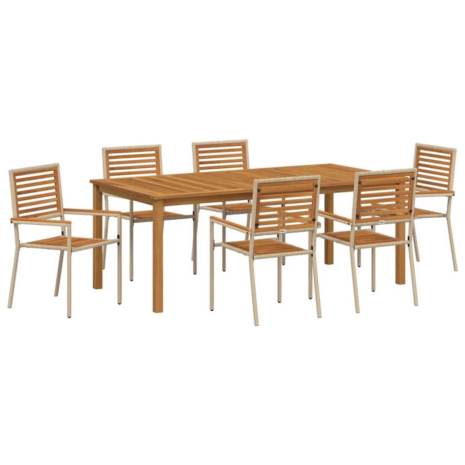 vidaXL Garten Essgruppe 7-Tlg Beige Poly Rattan 3365525 günstig online kaufen